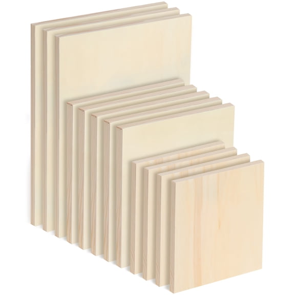 12 Pcs Unfinished Wood Canvas Boards for Painting, Wood Canvas Panels, Blank Wood Canvas Panels for Crafts, AArt Supplies, Wall Decor and DIY Projects, 9x7.5Inch/6x6Inch/4.7x4.7Inch