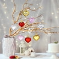 thumbnail image 1 of 12 Pcs Valentine Heart Ornaments Solid Color Heart Shaped Decorations Tree Plastic Hanging Baubles for Valentine Wedding Anniversary Red 0.7 In, 1 of 5