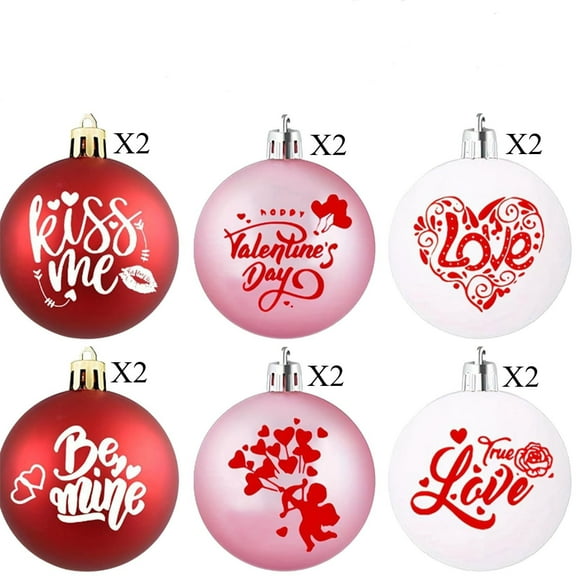 12 Pcs Valentines Day Ball Ornaments 2.36 Inch Red Pink White Valentines Day Letter Hanging Decorations Balls Hanging Pendants for Tree Valentine's Day Party Supplies Decorations