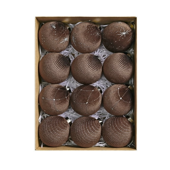 12 Pcs Velvet Christmas Ball Ornament 3.14 Inch Flocked Christmas Hanging Ball for Tree Shatterproof Plastic Velvet Balls Ornament for Xmas Tree Holiday Home Party Decoration