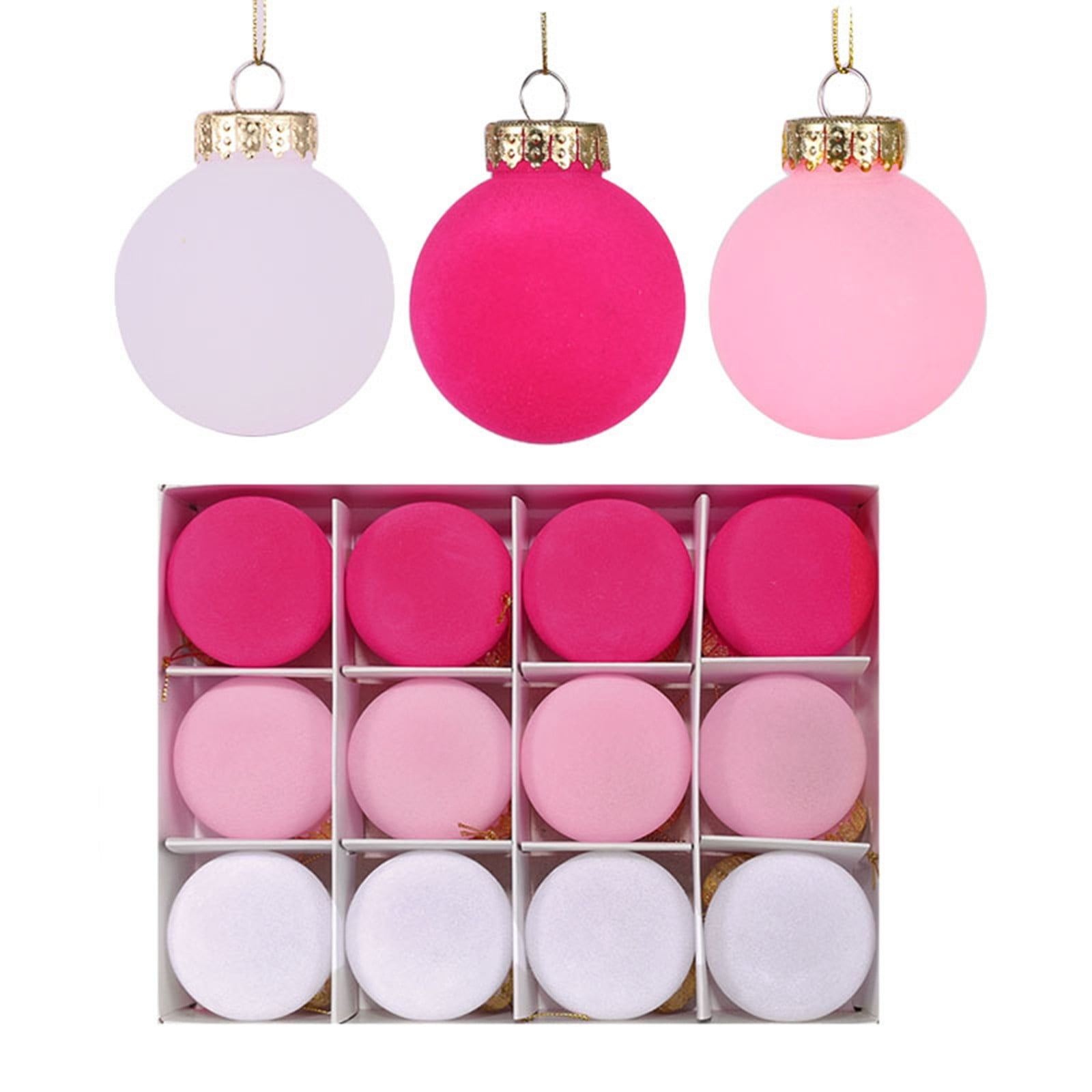 12 Pcs Velvet Christmas Ball Ornaments Flocked Pink Christmas Tree Ornaments Matte Decorative Shatterproof Christmas Ball with Hanging Loop for Rustic Xmas Decoration, 2.4 Inch - Walmart.com