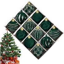 12 Pcs Velvet Christmas Balls, 2.3 Inch Flocked Red & Green Ornaments, Shatterproof Tree Baubles for Christmas Tree, Holiday Hanging Decorations