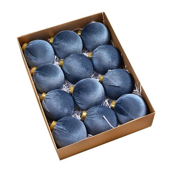 12 Pcs Velvet Christmas Balls – 3.15 Inch Flocked Christmas Tree Ornaments with Hanging Ropes, Brown Shatterproof Plastic Baubles for Elegant Holiday Decor