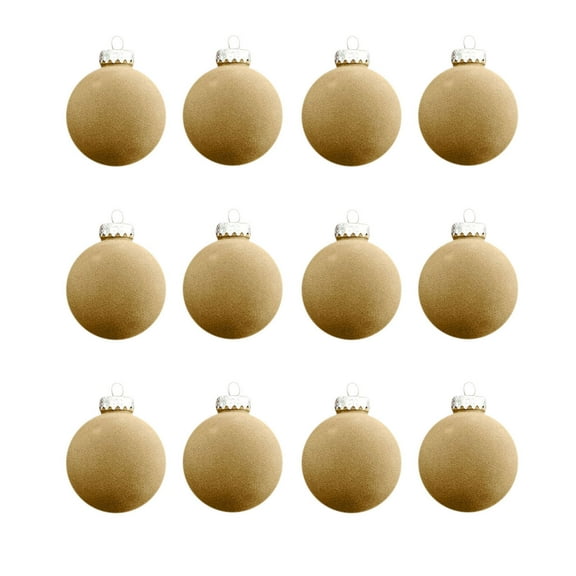 12 Pcs Velvet Christmas Balls Flocked Christmas Tree Ornaments Plastic Balls Xmas Decorative Hanging Ornaments Christmas Tree Decoration 2.4 Inch