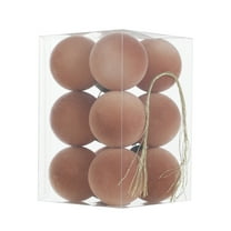 12 Pcs Velvet Christmas Balls Flocked Ornaments | Plastic Xmas Decor | Hangable | 4Cm | Set of 12