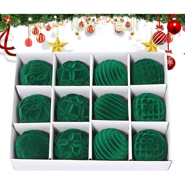 12 Pcs Velvet Christmas Balls Ornaments, Christmas Hanging Ornaments