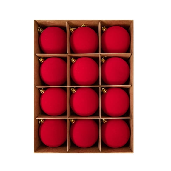 12 Pcs Velvet Christmas Balls Ornaments for Xmas Tree 6cm/2.36" Flocked Christmas Hanging Balls Shatterproof Christmas Tree Decorations for Xmas Party Decor