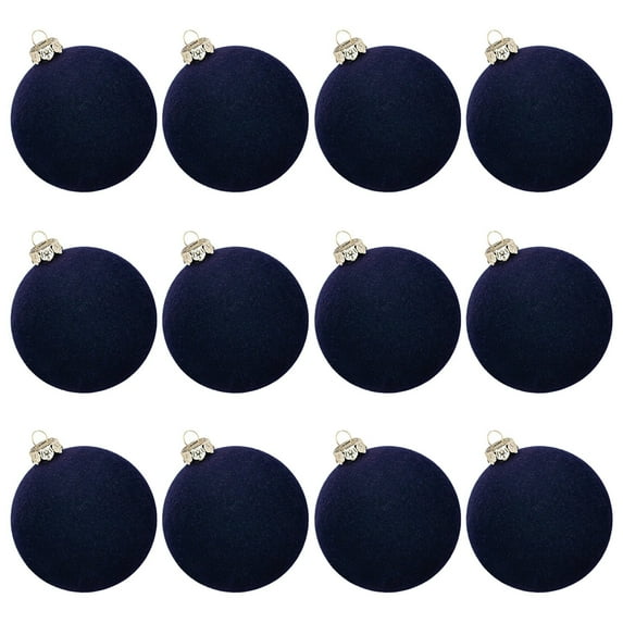 12 Pcs Velvet Christmas Ornaments - 2.36" Flocked Shatterproof Hanging Balls for Xmas Tree, Holiday & Wedding Decor (Vintage Style)