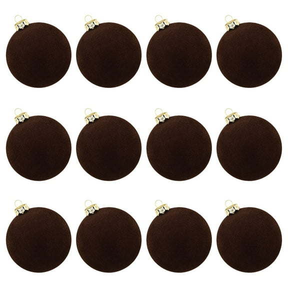 12 Pcs Velvet Christmas Ornaments - 2.36" Flocked Shatterproof Hanging Balls for Xmas Tree, Holiday & Wedding Decor (Vintage Style)