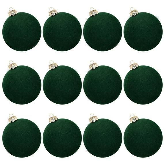 12 Pcs Velvet Christmas Ornaments - 2.36" Flocked Shatterproof Hanging Balls for Xmas Tree, Holiday & Wedding Decor (Vintage Style)