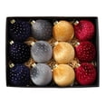 thumbnail image 1 of 12 Pcs Velvet Christmas Tree Ornaments, 3.15" Shatterproof Flocked Glitter Hanging Balls Xmas Decor for Holiday Party, Home & Tree, 1 of 3