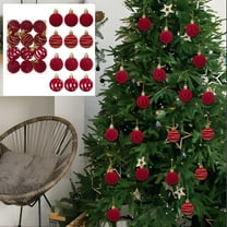 12 Pcs Velvet Flocked Christmas Balls, Christmas Tree Ornaments, Plastic Xmas Decorative Hanging Ornaments for Christmas Tree Decoration, Holiday Season Home Decor