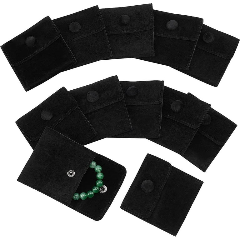 12 Pcs Velvet Jewelry Pouches with Snap Button Black Velvet Jewelry Storage Bags Luxury Gift Bag Walmart