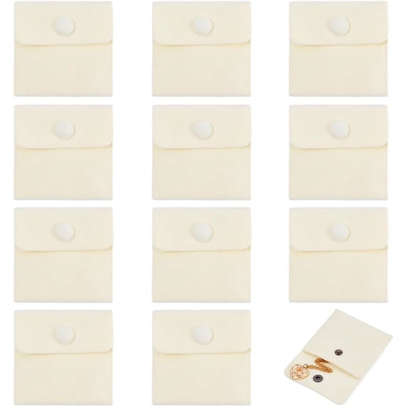 12 Pcs Velvet Jewelry Pouches with Snap Button PapayaWhip Velvet Jewelry Storage Bags Small Velvet Gift Bags