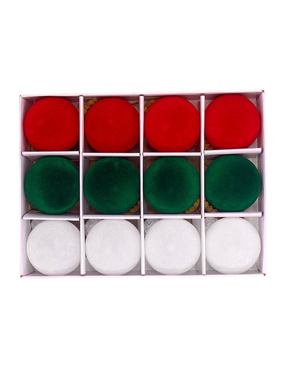 12 Pcs Velvet Ornaments Balls Christmas Tree Decorations, 2.4 Inch, 3 Color Christmas Tree Ornaments Velvet Balls, for Xmas Party Holiday Decorations