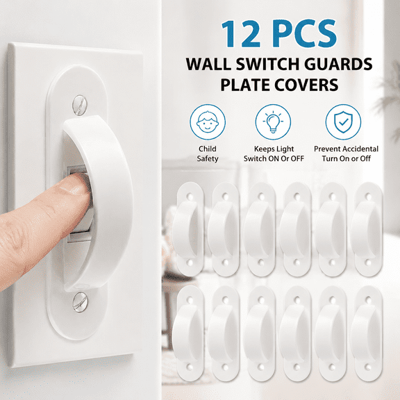 12 Pcs Wall Switch Guards Plate Covers, Child Safety Security Home Decor, Clear Keeps Light Switch ON Or Off, Prevent Accidental Device Turn On or Off