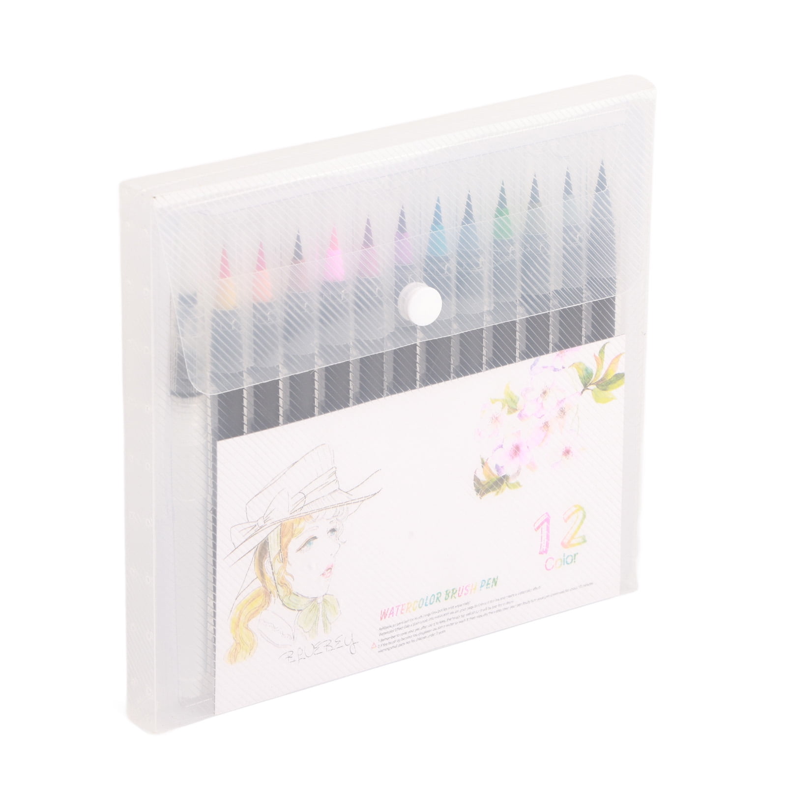 12 Pcs Watercolor Pen Set 12 Colors Soft Head Easy To Color Heat