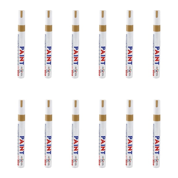 12 Pcs Waterproof Paint Marker Oil Based Paint Pen Quick-Drying Glass Pen Gold Permanent Marker for Metal Plastic