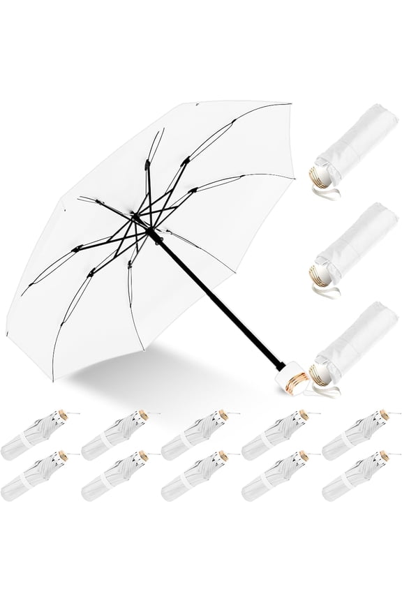 12 Pcs Wedding Umbrella for Guests, Foldable Bridal White Umbrellas Bulk