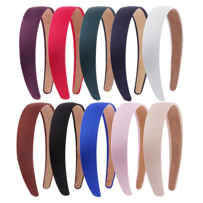 12 Pcs White Headband MODANU 1 inch Wide Satin Headbands  display picture 1