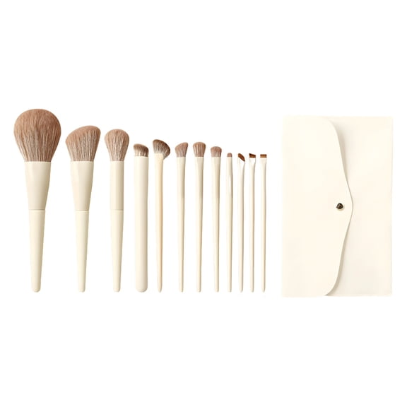 12 Pcs White Makeup Brush Set with Envelope Bag, Including Cloud Porcelain Brushes with Soft Synthetic Bristles for Professional and Travel-Friendly Applications