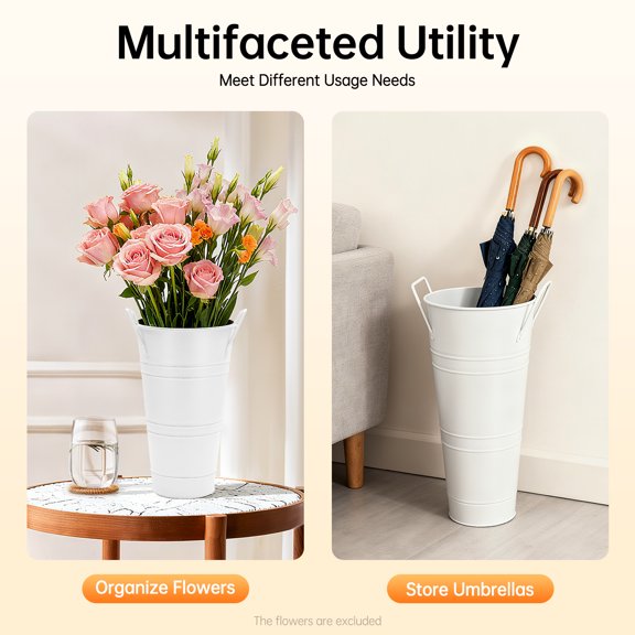 12 Pcs White Metal Flower Buckets, Flower Display Buckets, Wedding Flower Display