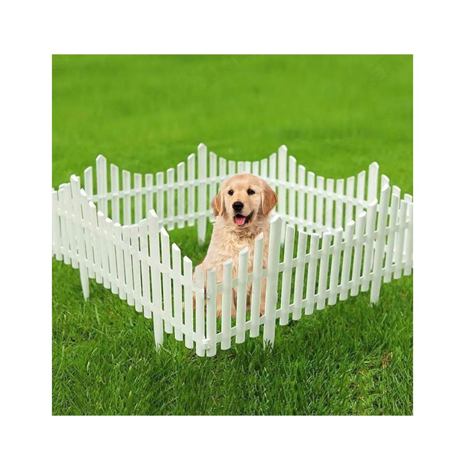 12 Pcs White Plastic Picket Fence, 24x13in Flexible White Picket Fence
