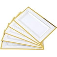 thumbnail image 1 of 12 Pcs White Plastic Serving Trays with Gold Rim, 14''x9'' Rectangle Dessert Trays for Dessert Table, Disposable Platters Cookie Cupcake Gold Serving Tray for Birthday Party Wedding, 1 of 7