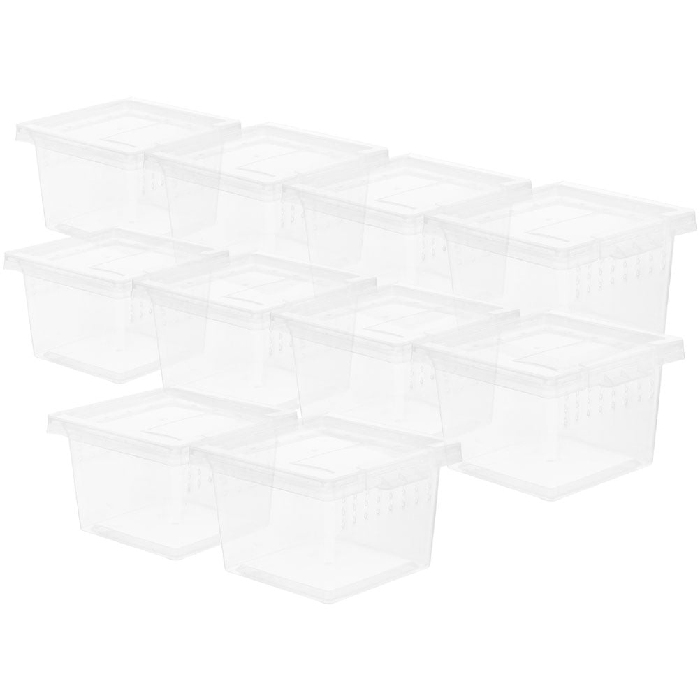 12 Pcs White Spider Terrarium Plastic Containers Reptile Feeding Box Breathable