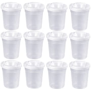 12 Pcs White No Spill Paint Cups with Lids, 3.4 x 2.2 in / 8.6 x 5.7 cm, Spill Proof Paint Containers, Versatile Watercolor Cups, Paint Brush Washer Cups for Young Artists, DIY Painting and Classroom