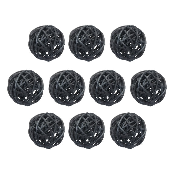 12 Pcs Wicker Rattan Balls 1.6 Inch Rattan Decorative Balls for Vase Fillers Home Decor Black