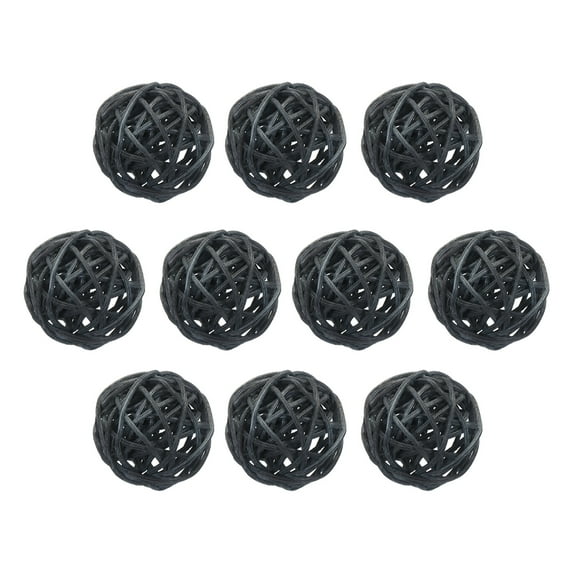 12 Pcs Wicker Rattan Balls 1.6 Inch Rattan Decorative Balls for Vase Fillers Home Decor Black