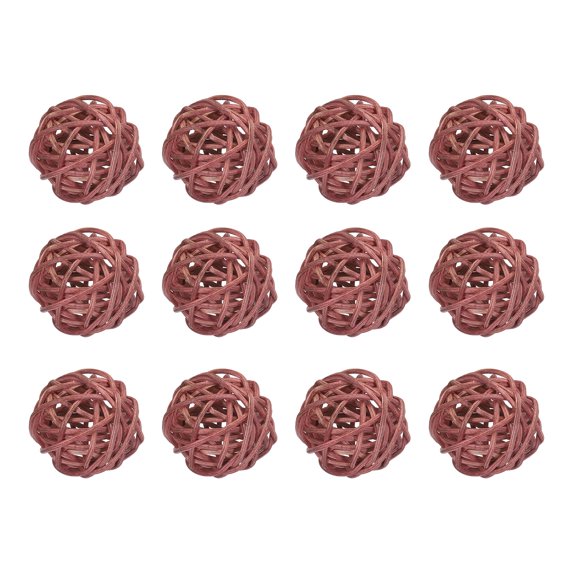 12 Pcs Wicker Rattan Balls 1.6 Inch Rattan Decorative Balls for Vase Fillers Home Decor Brown