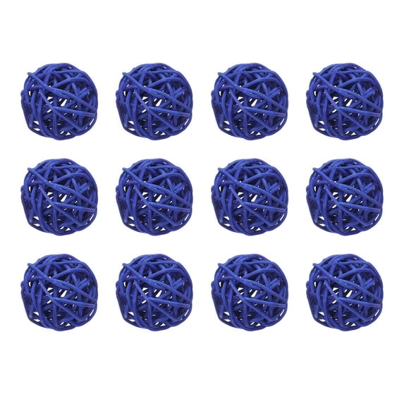 12 Pcs Wicker Rattan Balls 1.6 Inch Rattan Decorative Balls for Vase Fillers Home Decor Deep Blue