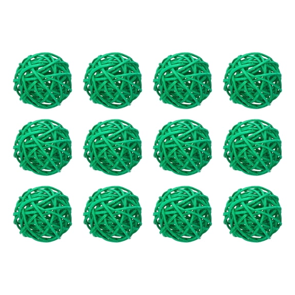 12 Pcs Wicker Rattan Balls 1.6 Inch Rattan Decorative Balls for Vase Fillers Home Decor Deep Green