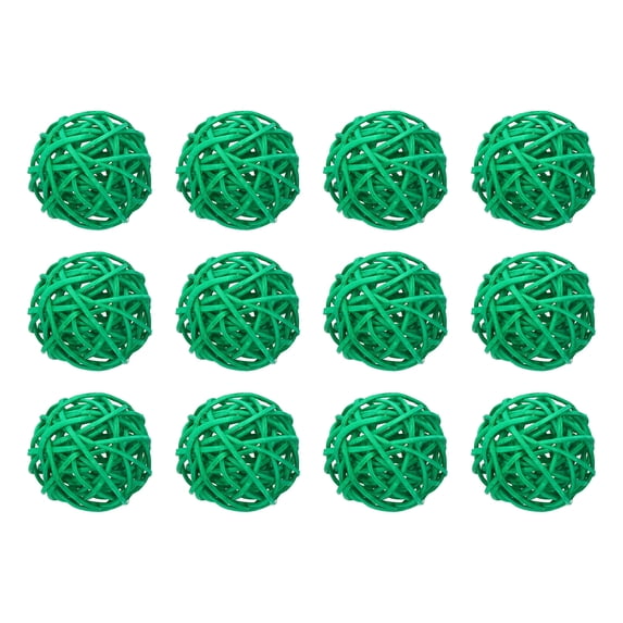 12 Pcs Wicker Rattan Balls 1.6 Inch Rattan Decorative Balls for Vase Fillers Home Decor Deep Green