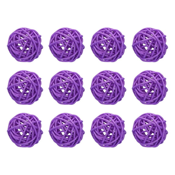 12 Pcs Wicker Rattan Balls 1.6 Inch Rattan Decorative Balls for Vase Fillers Home Decor Light Purple