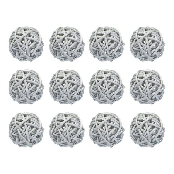 12 Pcs Wicker Rattan Balls 1.6 Inch Rattan Decorative Balls for Vase Fillers Home Decor Silver