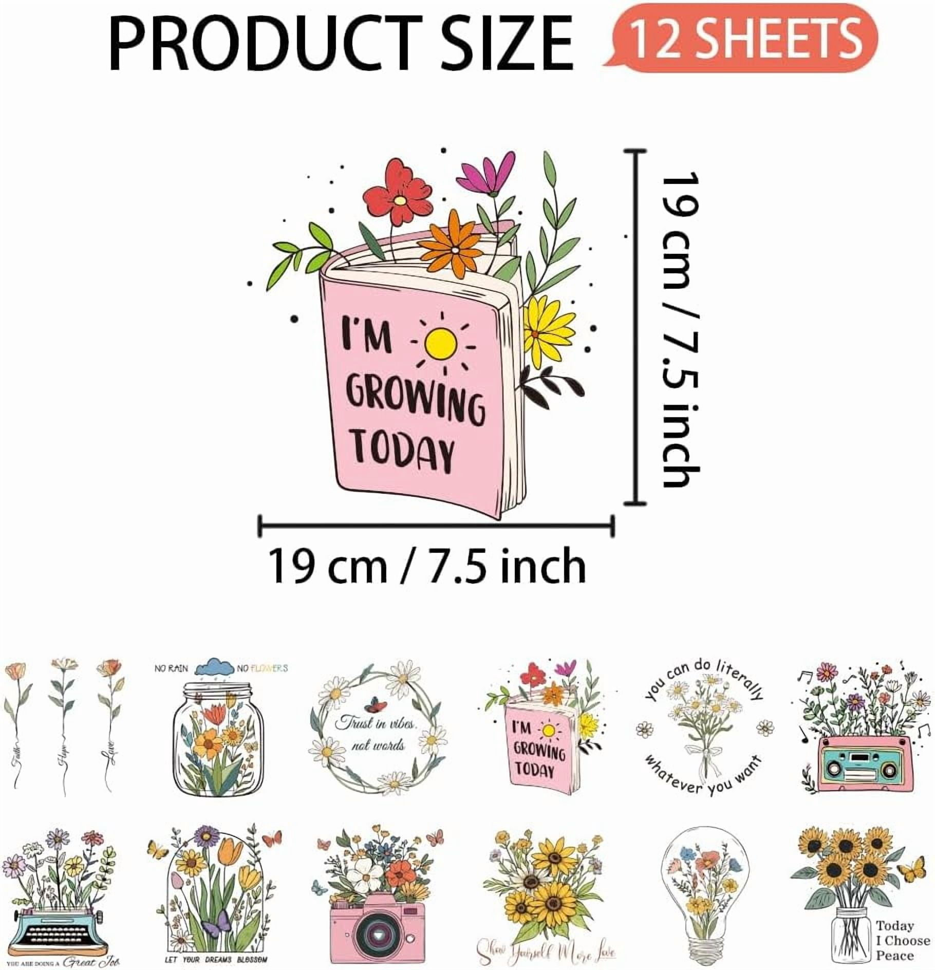 Iron Sticker 12 Pcs Wildflowers Iron on Decals Patches Vintage Floral Print Iron on ...