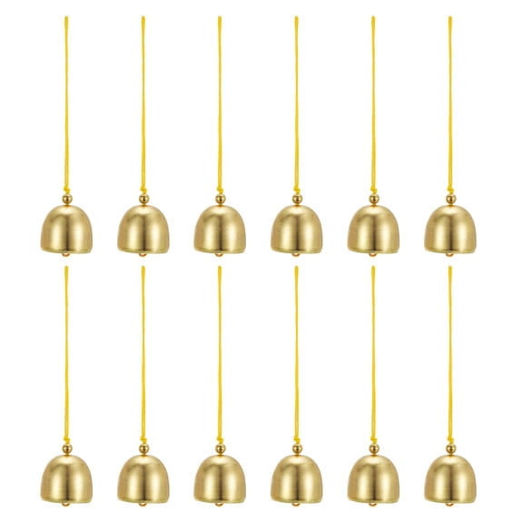 12 Pcs Wind Chime, Hanging Bells Temple Bells Retro Outdoor Hanging Metal Chinese Wind Chime Round for Outside, Yellow