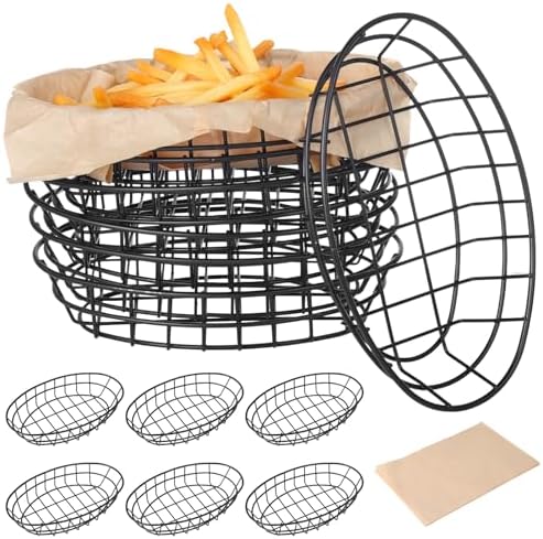 String Bread Wrapper 12 Pcs Wire Bread Baskets, 9.6×5.9×2.2 inch Oval Metal Baskets with 50 ...