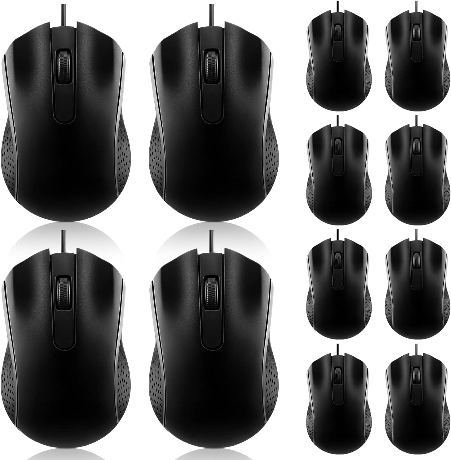 12 Pcs Wired Computer Mouse Buk Cord USB Computer Mice Ergonomic Wired Mouse for Pcs Computers aptops Gaming Office Home Suppies(Back)