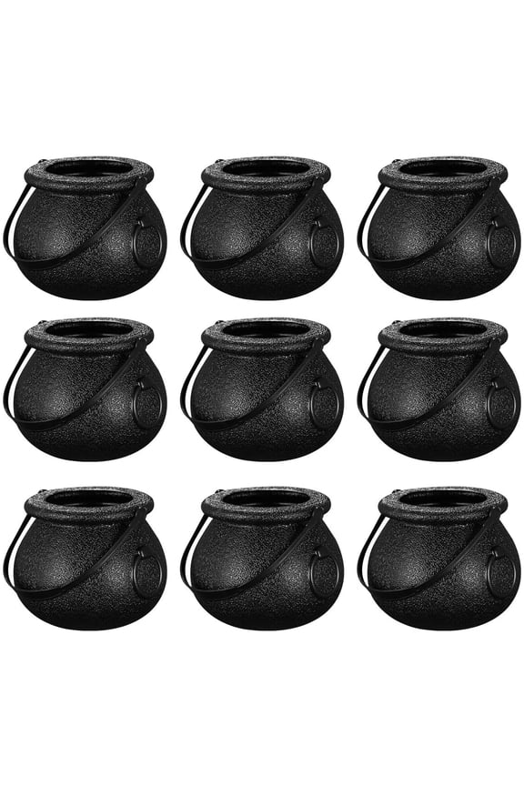 12 Pcs Witch Cauldron Black Little Witch Trick or Treat Candy Holder Halloween Candy Bucket
