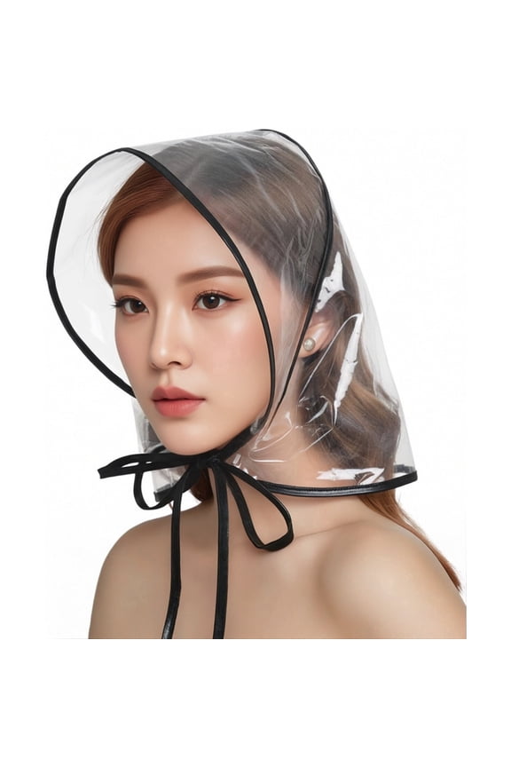 12 Pcs Women's Clear Waterproof Rain Bonnet with Visor Reusable Rain Hat for Hairstyle Protection