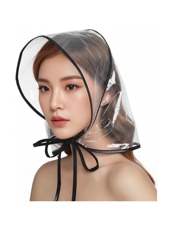 12 Pcs Women's Clear Waterproof Rain Bonnet with Visor Reusable Rain Hat for Hairstyle Protection