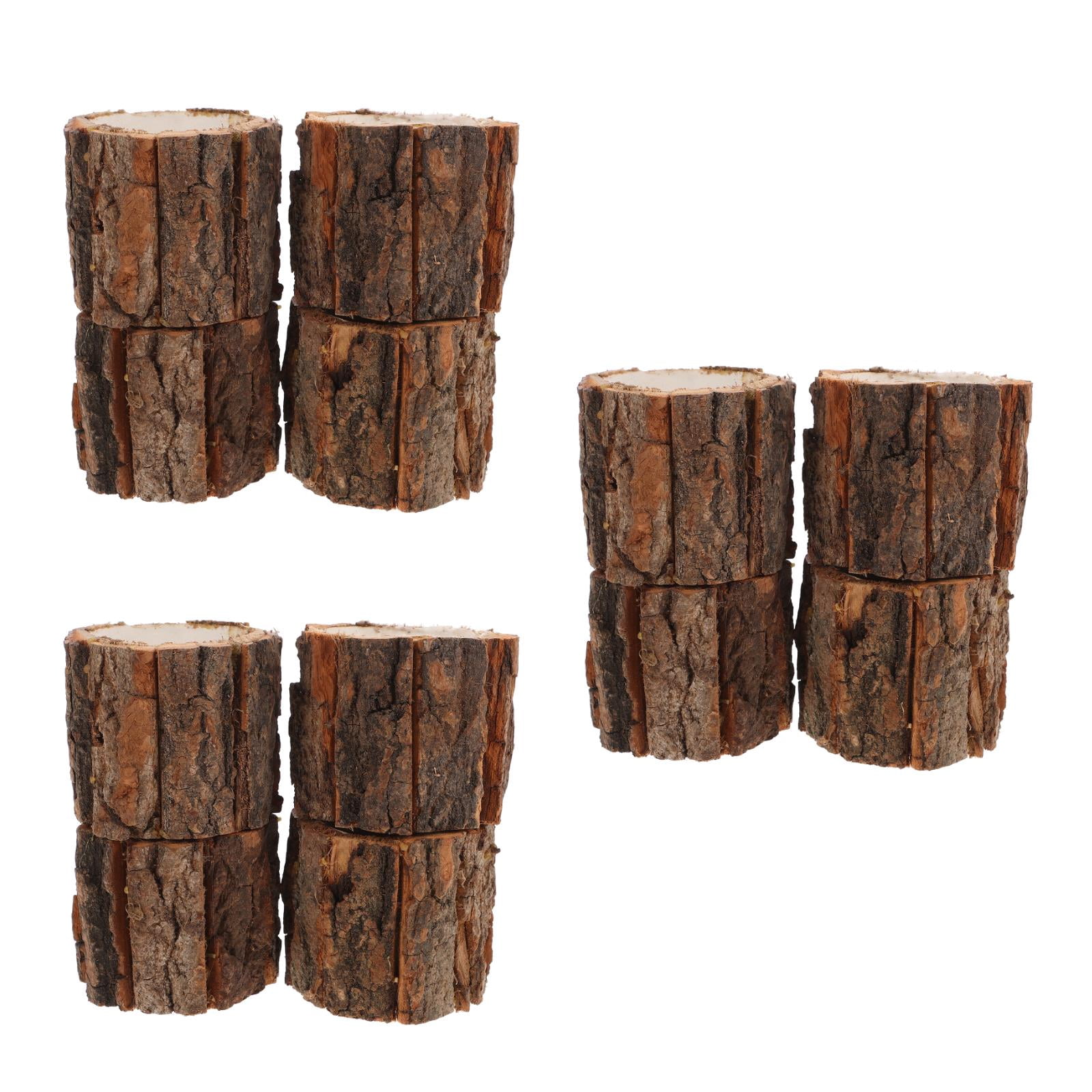 12 Pcs Wood Bark Planter Wood Flower Pot Decorative Rustic Flower Plant ...