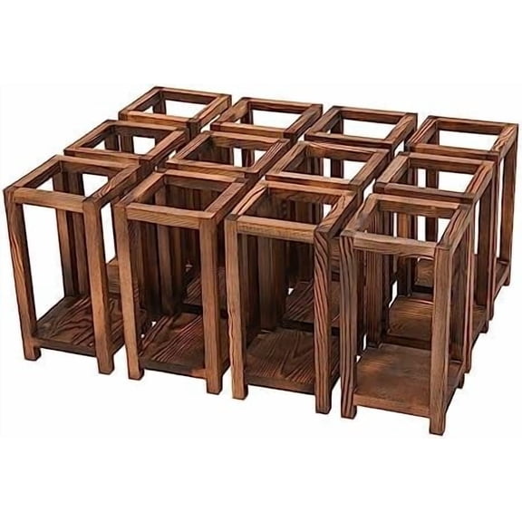 12 Pcs Wooden Lanterns for Centerpieces, 10.6 Inch Rustic Wedding Table Decorations, Solid Wood Candle Holders for Farmhouse Christmas Party Home Decor$$Home Decor, Kitchen, & Other