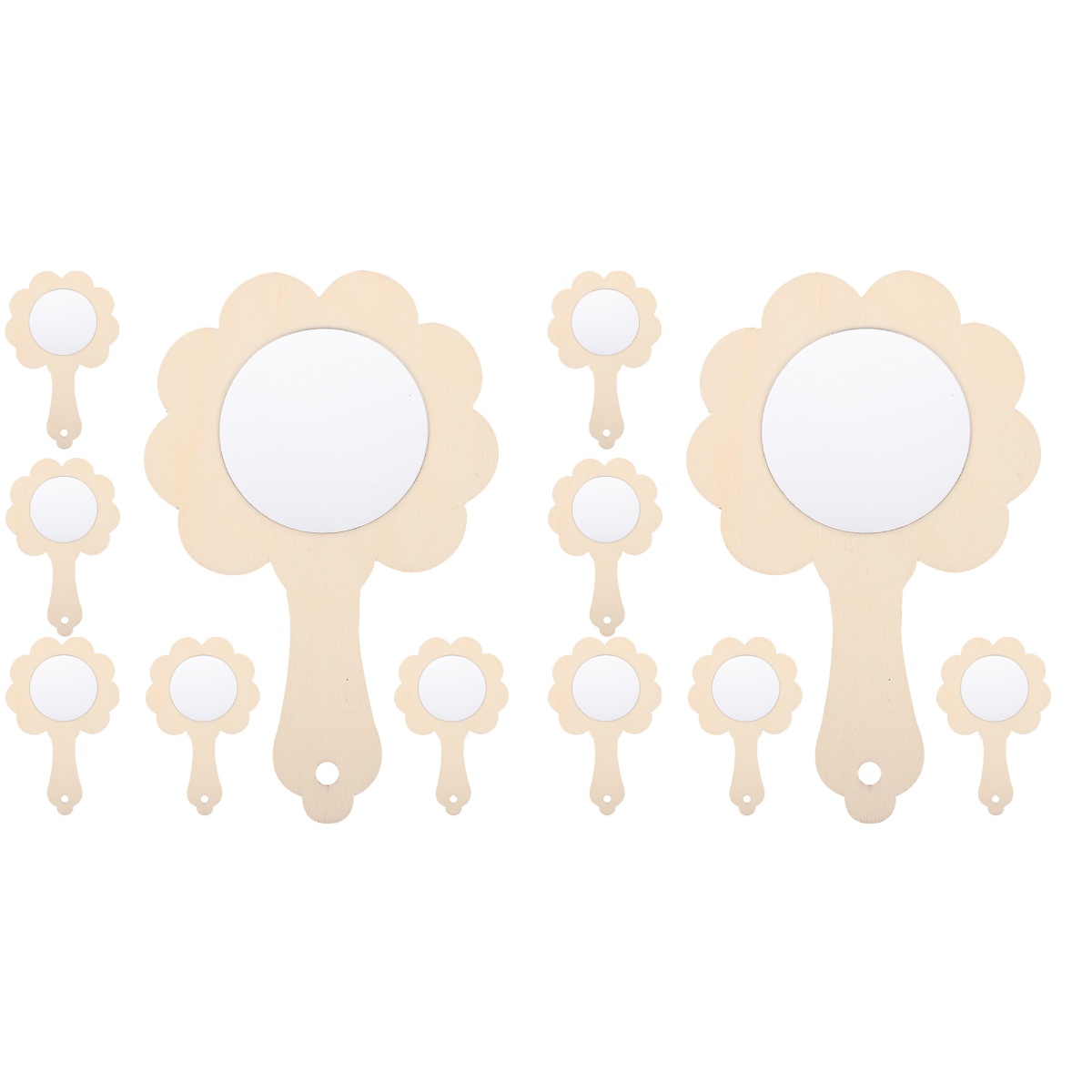 12 Pcs Wooden Mirror Kids Educational Toys DIY Mirror Adorable Wood