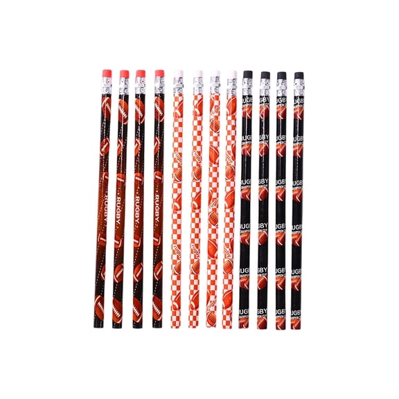 12 Pcs Wooden Pencils Football Themed Pencils Drawing Pencil with Eraser For Smooth Writing