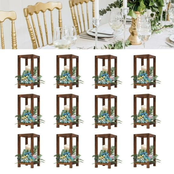 12 Pcs Wooden Wedding Lantern Centerpiece, Farmhouse Decor, Country Barn Wedding